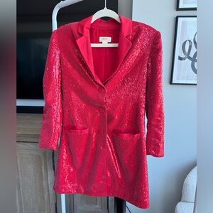 Red Sequin Blazer Dress